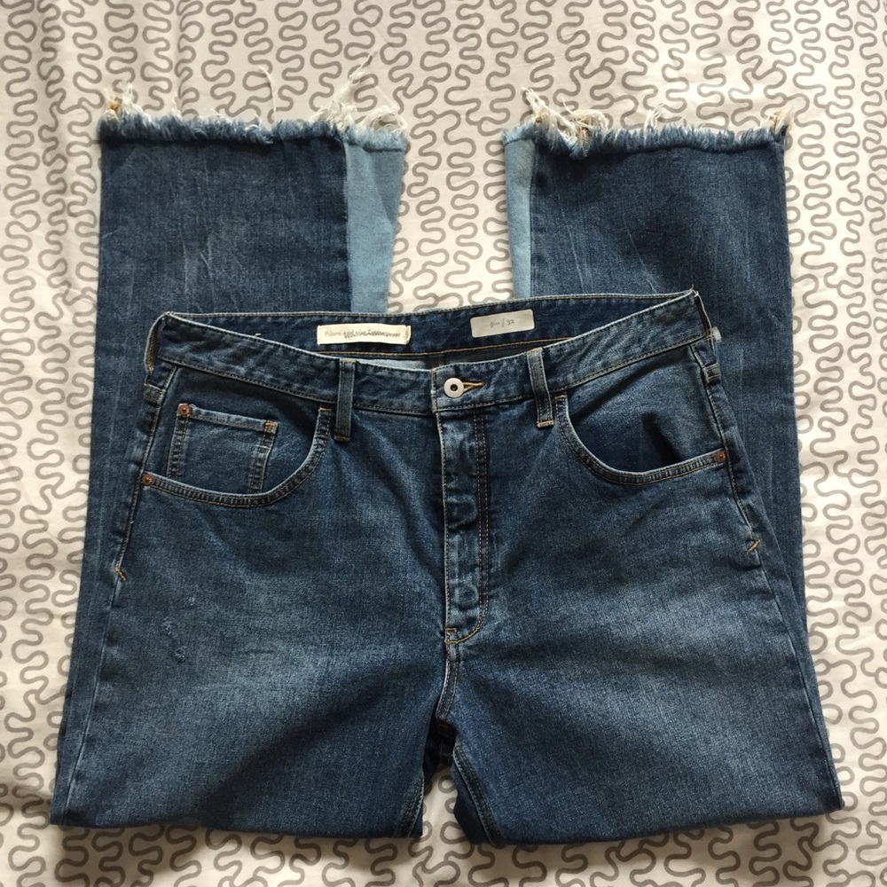 Pilcro High Rise Button-Fly Frayed Hem Flare Jeans - Picture 2 of 9